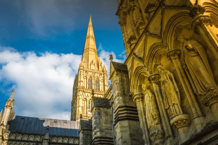 a close up of a church