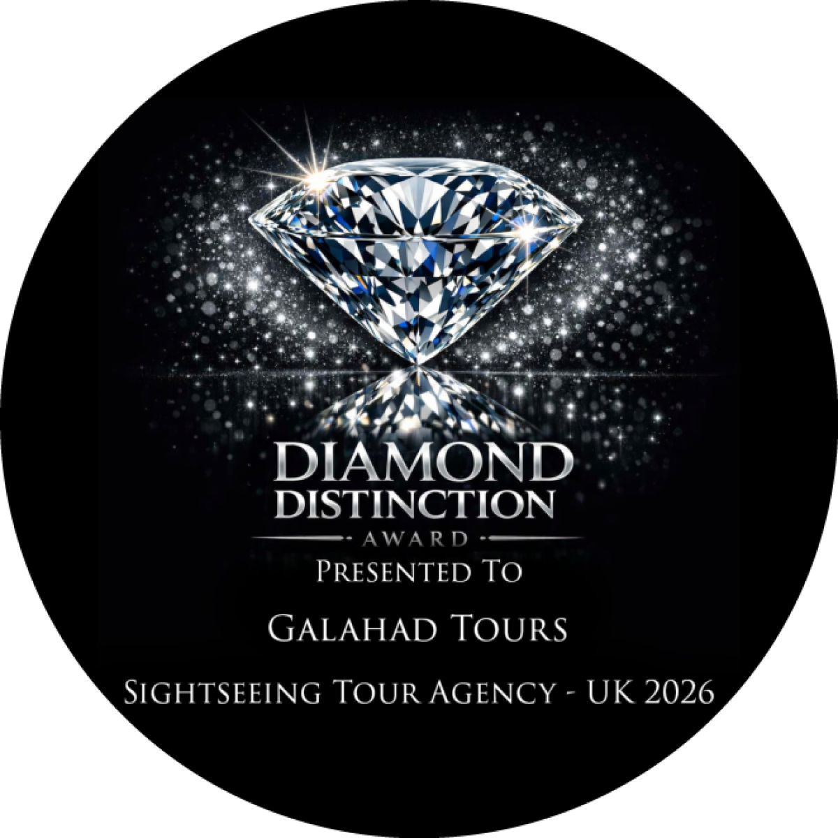 Diamond award plaque for Galahad Tours, UK 2026.