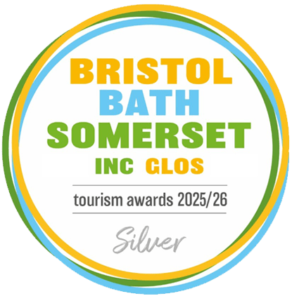 Logo with text: 'Bristol, Bath, Somerset Inc Glos, Tourism Awards 2025/26, Silver' on white background.